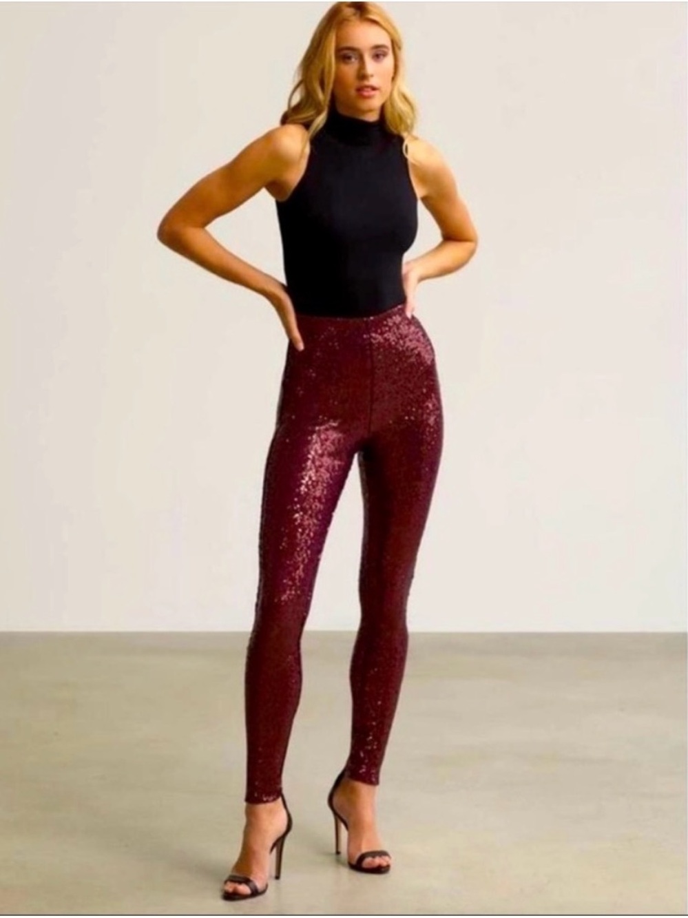NWOT Commando Sequin Leggings in Wine Purple-Pink Small New High Rise Pant